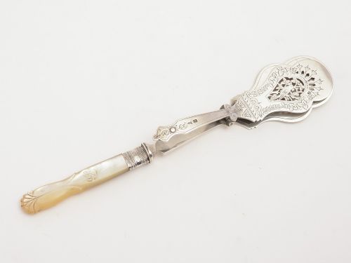 MOP and Silver Serving Tongs Sheffield 1905
