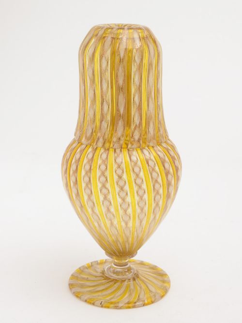 Gold Venetian Revival Carafe with Tumbler