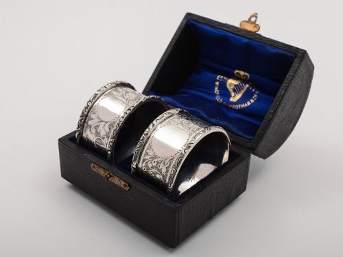 Cased Edwardian Silver Napkin Rings