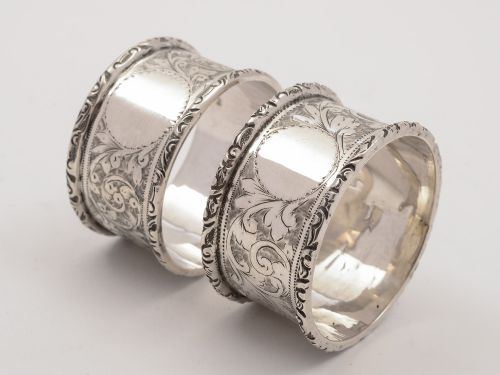Cased Edwardian Silver Napkin Rings