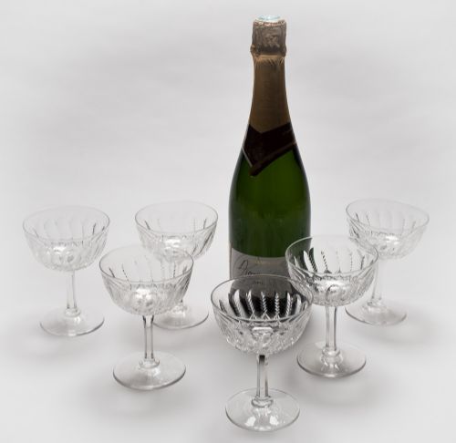 Set of 6 Edwardian Cut Glass Champagnes Circa 1900