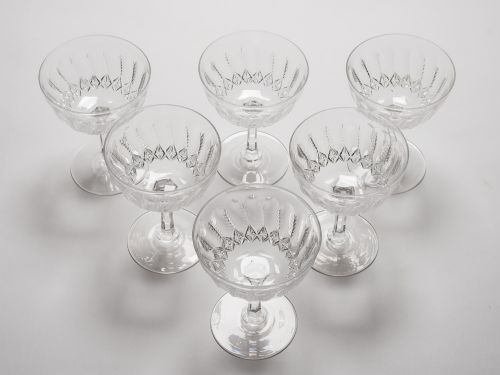Set of 6 Edwardian Cut Glass Champagnes Circa 1900