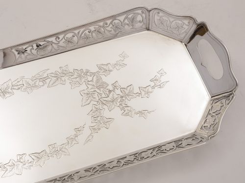 Victorian Oblong Drinks/Sandwiches Tray Circa 1890