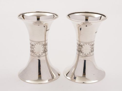 Pair of Edwardian Silver Vases Birmingham 1906