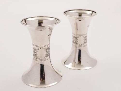 Pair of Edwardian Silver Vases Birmingham 1906