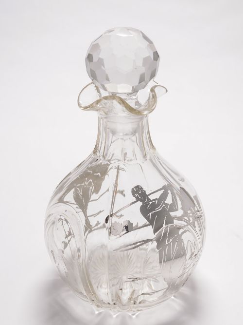 Silver Overlay Golfing Decanter Circa 1910