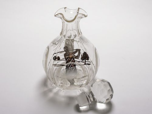 Silver Overlay Golfing Decanter Circa 1910