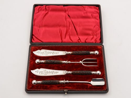 Victorian Antler Handled Serving Set Circa 1890