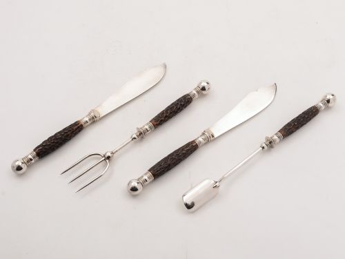 Victorian Antler Handled Serving Set Circa 1890