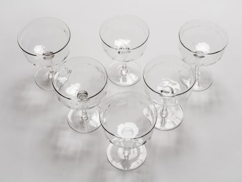Set of 6 Edwardian Champagne Glasses Circa 1910
