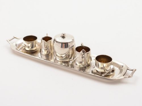 Edwardian Miniature Silver Tea for 2 Set Birmingham 1905