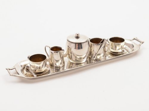 Edwardian Miniature Silver Tea for 2 Set Birmingham 1905