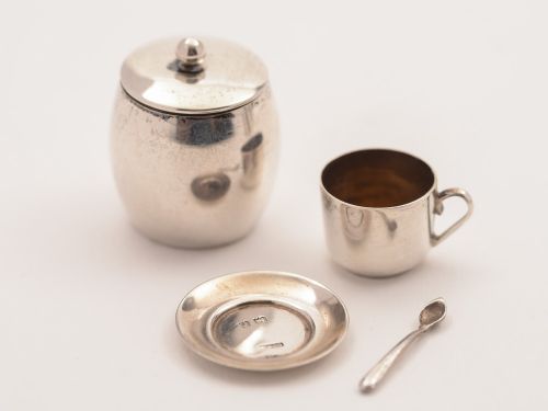 Edwardian Miniature Silver Tea for 2 Set Birmingham 1905