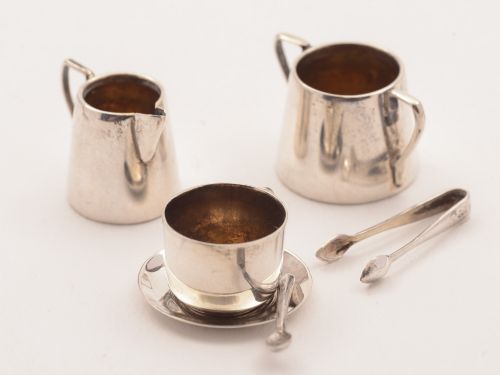 Edwardian Miniature Silver Tea for 2 Set Birmingham 1905