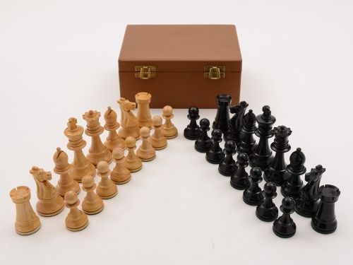 Cased Boxwood Chess Set Circa 1920