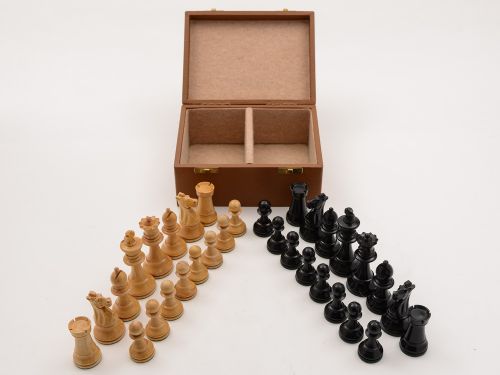 Cased Boxwood Chess Set Circa 1920