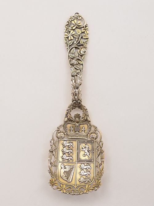 Pierced and Embossed Silver Gilt Spoon Birmingham 1913