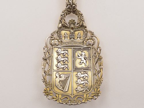 Pierced and Embossed Silver Gilt Spoon Birmingham 1913