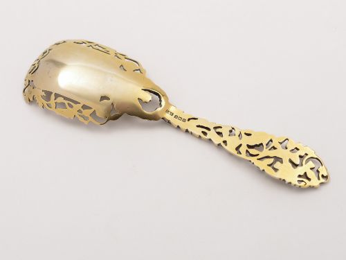 Pierced and Embossed Silver Gilt Spoon Birmingham 1913