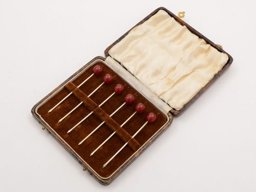 Set of 6 Art Deco Cherry Cocktail Sticks Circa 1930