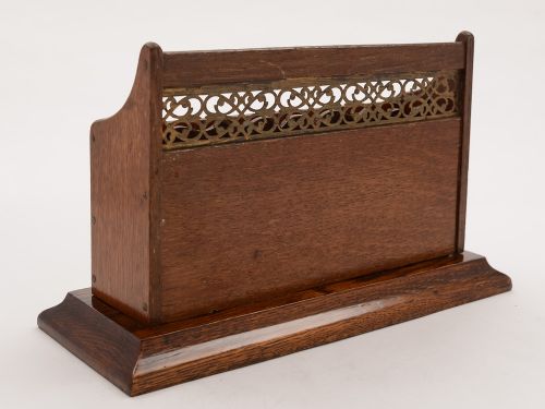 Victorian Oak and Brass Letter Rack Circa 1890