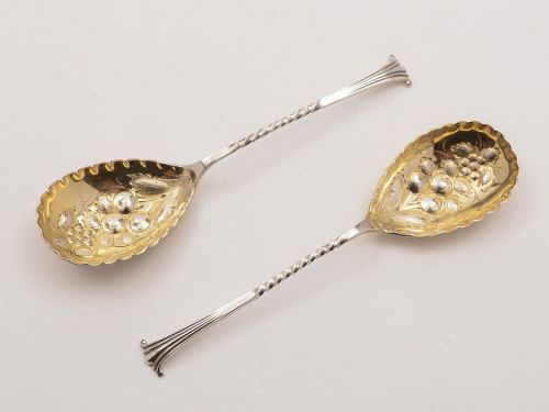 Pair of Silver Jam Spoons in Onslow Pattern Sheffield 1905