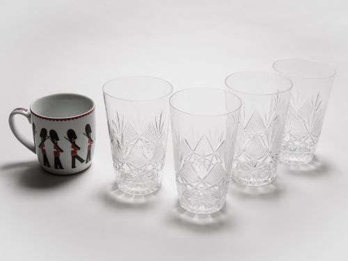 Set of 4 Cut Glass Pint Sized Tumblers Circa 1910