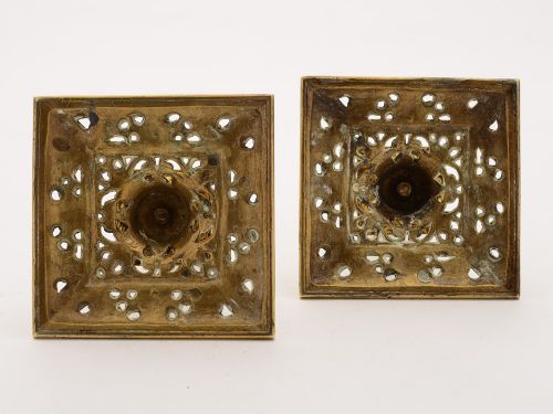 Pair of Low Brass Candlesticks Circa 1900