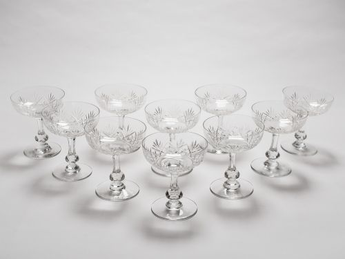 Set of 10 Cut Glass Champagnes Circa 1920