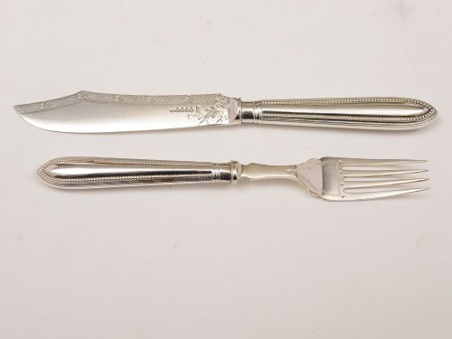 Victorian 12 Place Fish Set with Servers Circa 1880