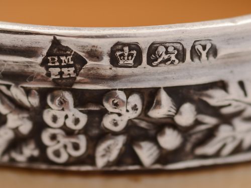 Victorian Set of 6 Silver & Bone Napkin Rings 1891