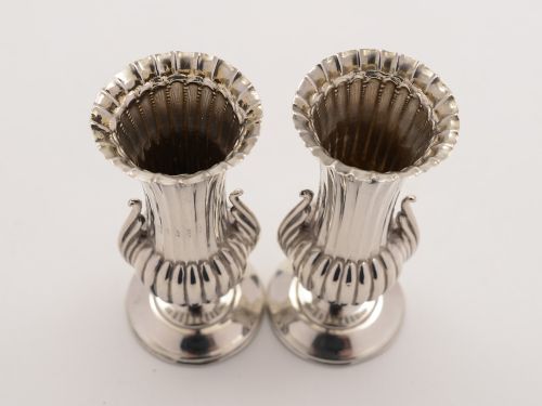 Victorian Pair of Small Silver Vases Birmingham 1891