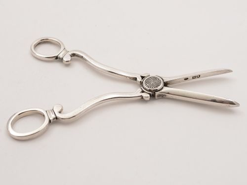 Pair of Edwardian Silver Grape Scissors London 1906