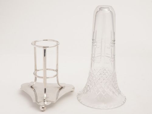 Cut Glass Vase in Silver Plated Stand Circa 1920
