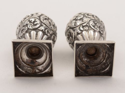 Cased Pair Victorian of Silver Pepperettes London 1896