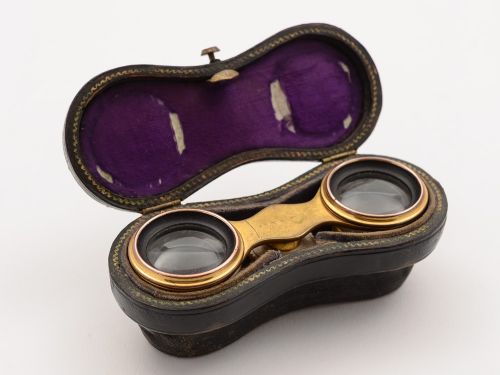 Pair of Victorian Brass Gilt and Bone Opera Glasses Circa 1890