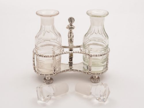 Novelty Silver Oil and Vinegar Cruet London 1916