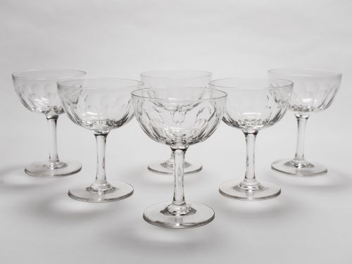 Set of 6 Cut Glass Champagnes Circa 1900