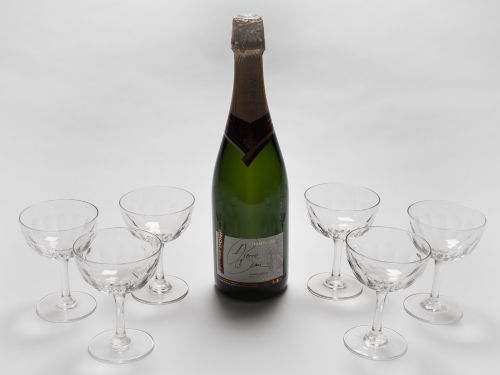 Set of 6 Cut Glass Champagnes Circa 1900