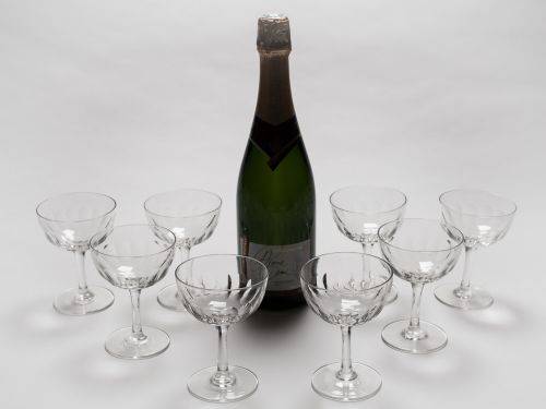 Set of 8 Cut Glass Champagnes Circa 1900