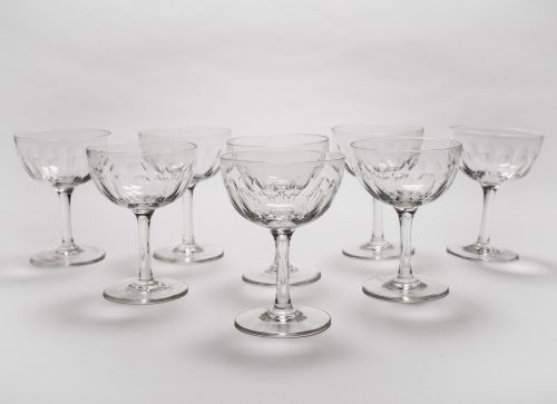 Set of 8 Cut Glass Champagnes Circa 1900