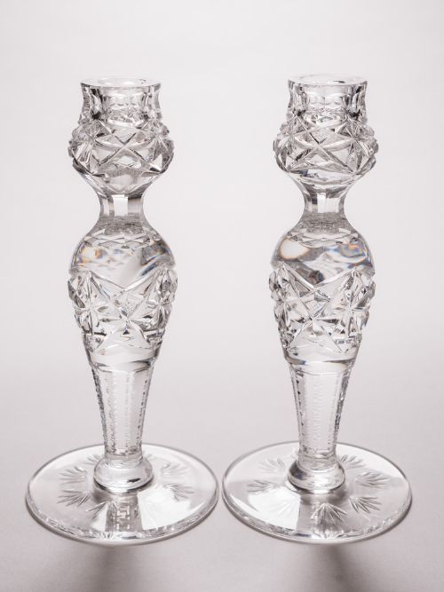 Pair of Cut Crystal Candlesticks Circa 1920