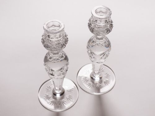 Pair of Cut Crystal Candlesticks Circa 1920