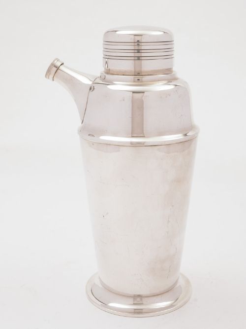 Art Deco Silver Plated Cocktail Shaker Circa 1925