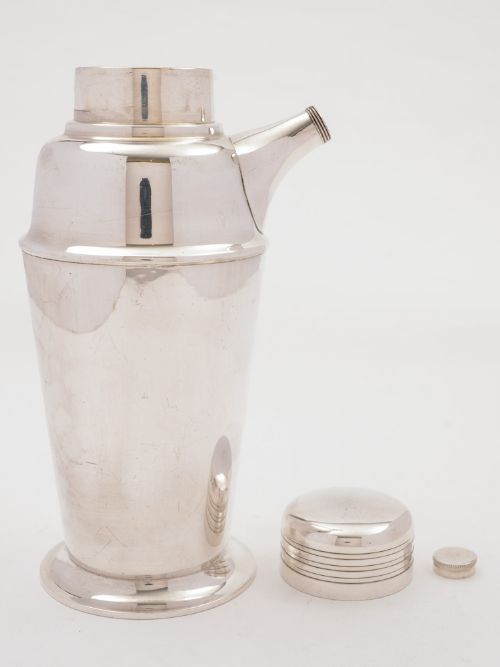 Art Deco Silver Plated Cocktail Shaker Circa 1925