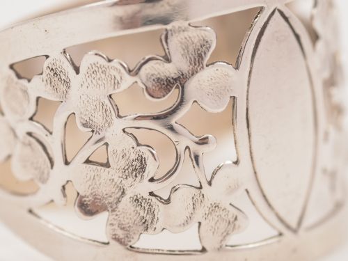 Shamrock Design cased Silver Napkin Ring Birmingham 1902