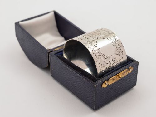 Cased Victorian Silver Napkin Ring Chester 1900