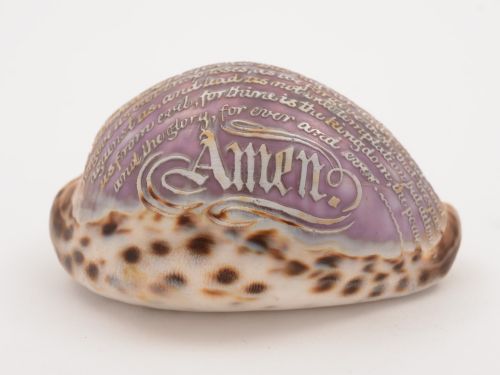 Cowrie Shell Carved with Lords Prayer Circa 1900