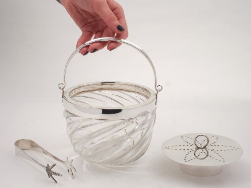 Victorian Spiral Cut Glass Ice Bucket Circa 1890