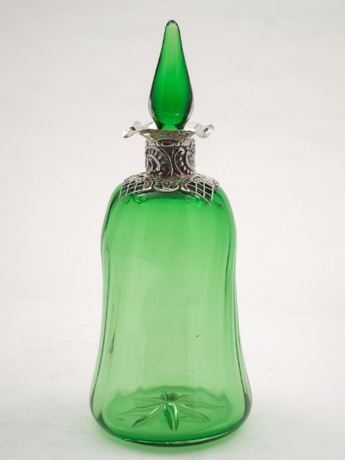 Victorian Green Glass Decanter London 1894